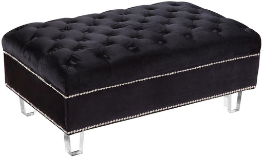 Lucas Black Velvet Ottoman - Furniture Stars (Chicago, IL)