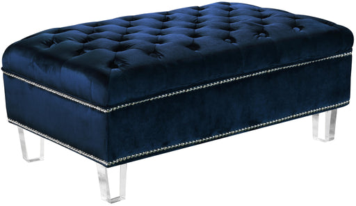 Lucas Navy Velvet Ottoman - Furniture Stars (Chicago, IL)