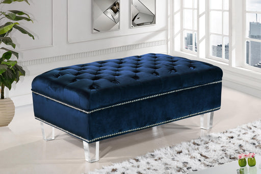 Lucas Navy Velvet Ottoman - Furniture Stars (Chicago, IL)