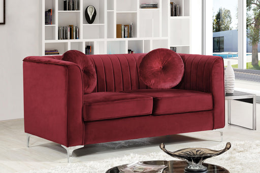 Isabelle Burgundy Velvet Loveseat - Furniture Stars (Chicago, IL)