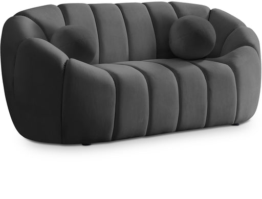 Elijah Grey Velvet Loveseat - Furniture Stars (Chicago, IL)
