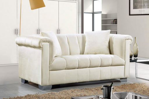 Kayla Cream Velvet Loveseat - Furniture Stars (Chicago, IL)