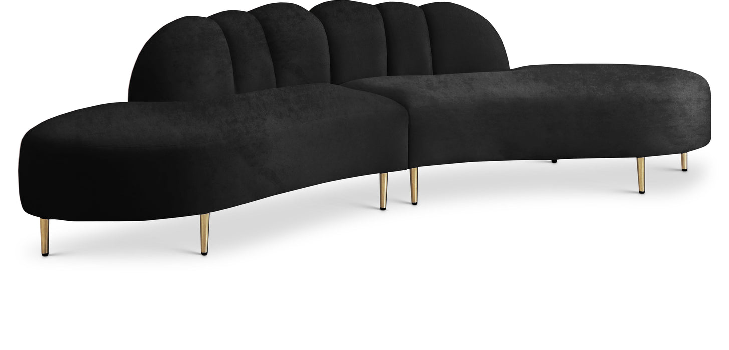 Divine Black Velvet 2pc. Sectional - Furniture Stars (Chicago, IL)