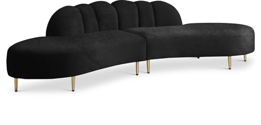 Divine Black Velvet 2pc. Sectional - Furniture Stars (Chicago, IL)