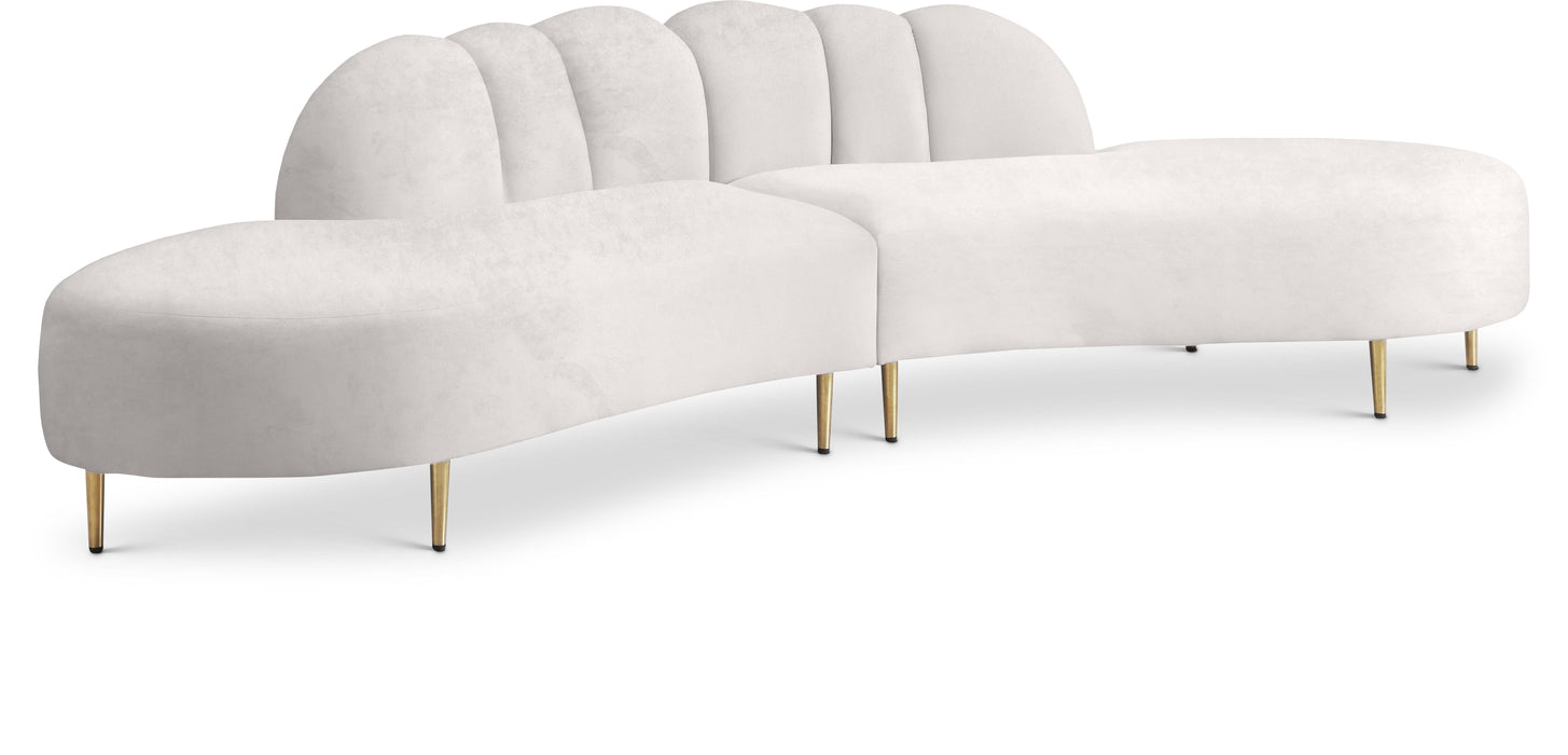 Divine Cream Velvet 2pc. Sectional - Furniture Stars (Chicago, IL)