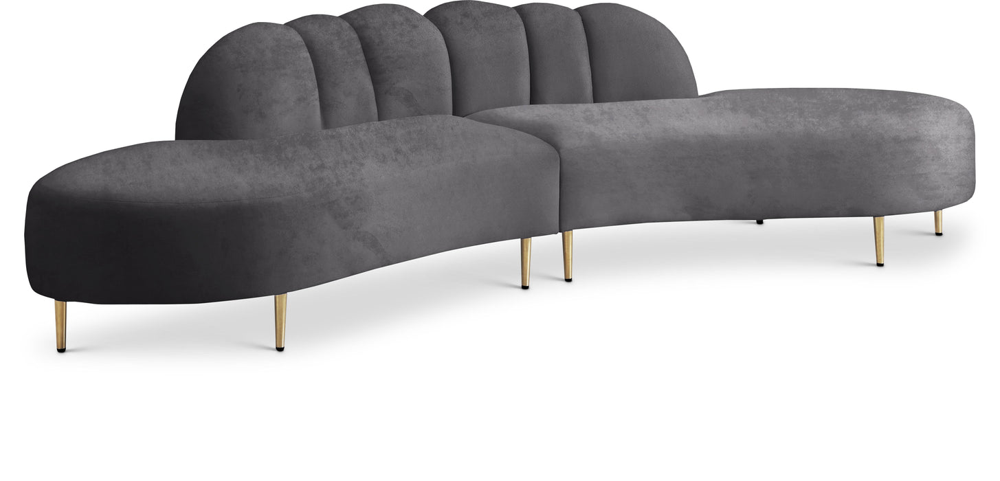 Divine Grey Velvet 2pc. Sectional - Furniture Stars (Chicago, IL)