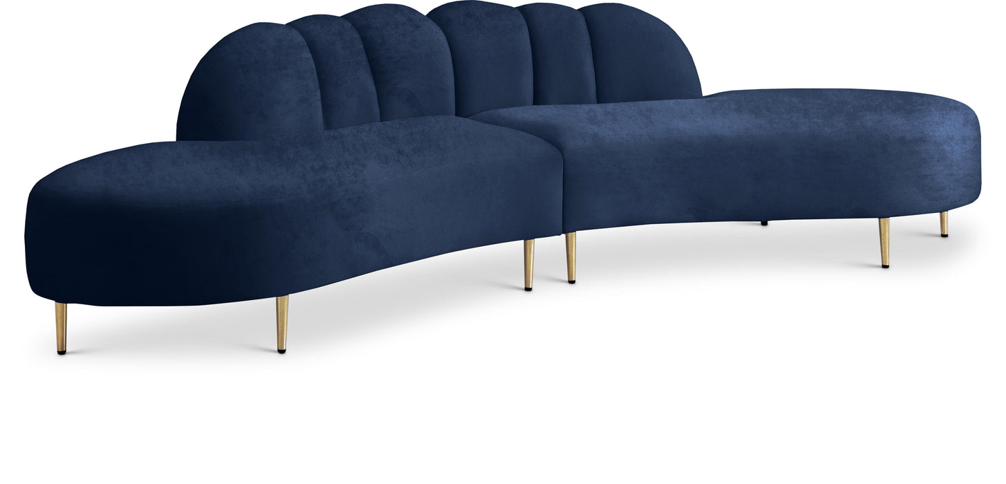 Divine Navy Velvet 2pc. Sectional - Furniture Stars (Chicago, IL)