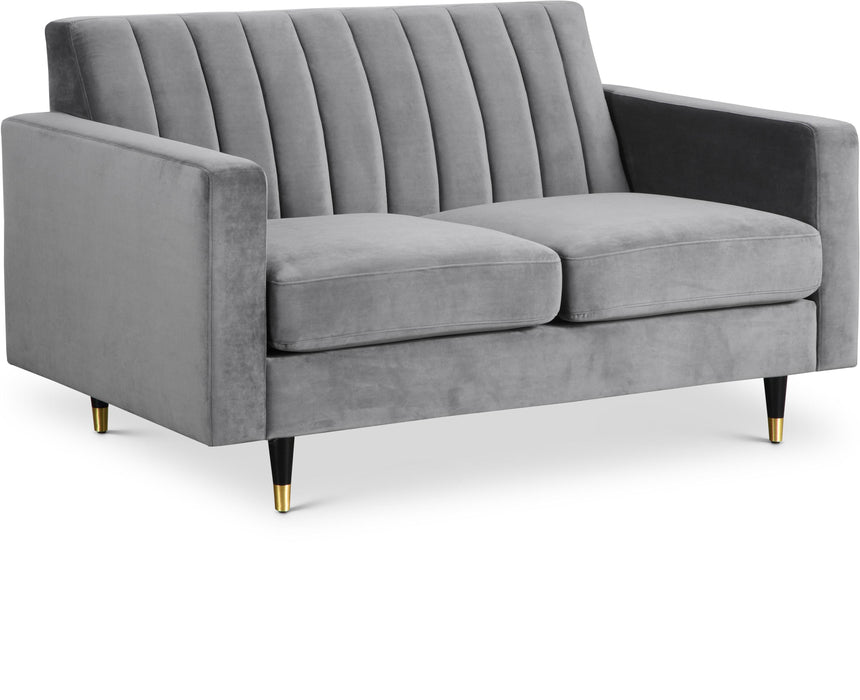 Lola Grey Velvet Loveseat - Furniture Stars (Chicago, IL)