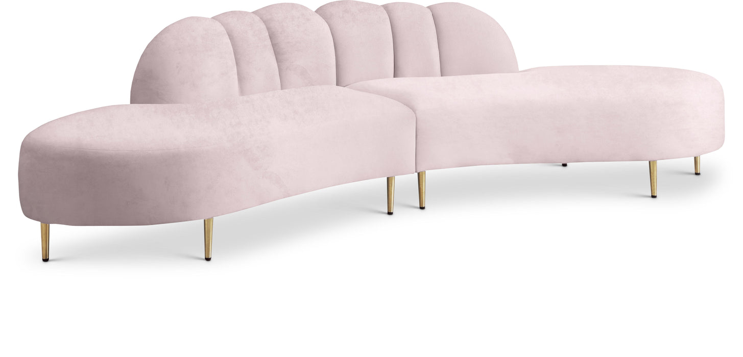 Divine Pink Velvet 2pc. Sectional - Furniture Stars (Chicago, IL)