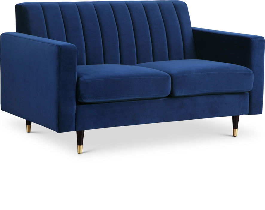 Lola Navy Velvet Loveseat - Furniture Stars (Chicago, IL)