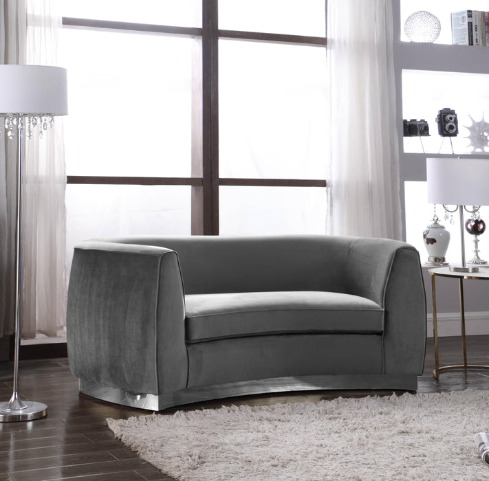 Julian Grey Velvet Loveseat - Furniture Stars (Chicago, IL)