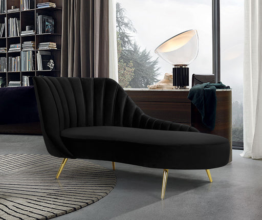 Margo Black Velvet Chaise - Furniture Stars (Chicago, IL)