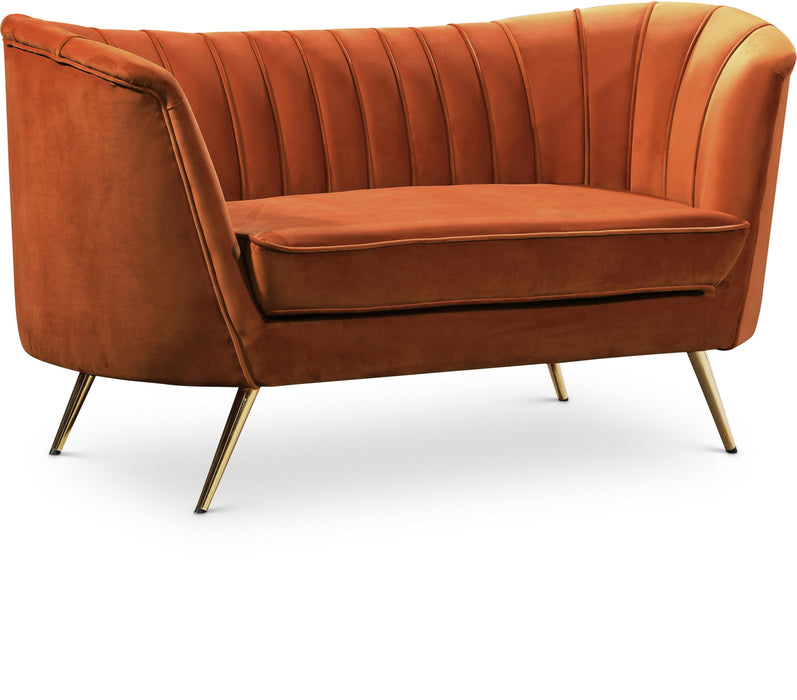 Margo Cognac Velvet Loveseat - Furniture Stars (Chicago, IL)
