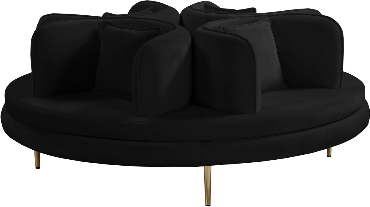 Circlet Black Velvet Round Sofa Settee - Furniture Stars (Chicago, IL)