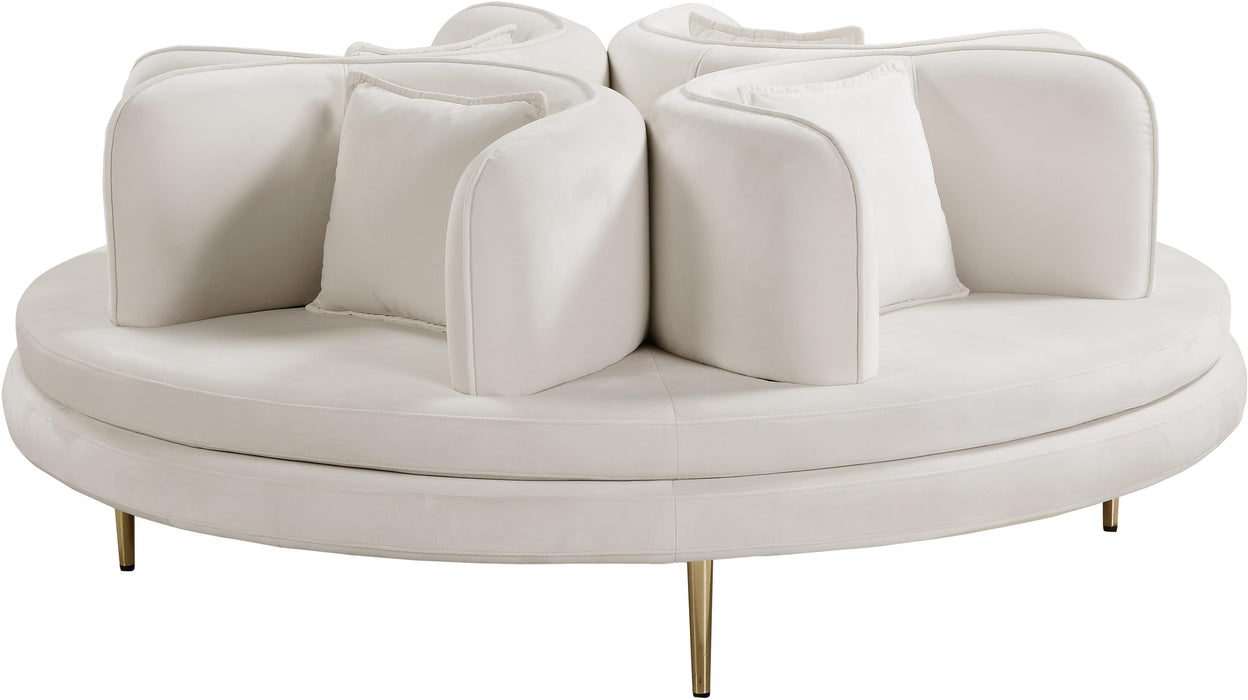 Circlet Cream Velvet Round Sofa Settee - Furniture Stars (Chicago, IL)