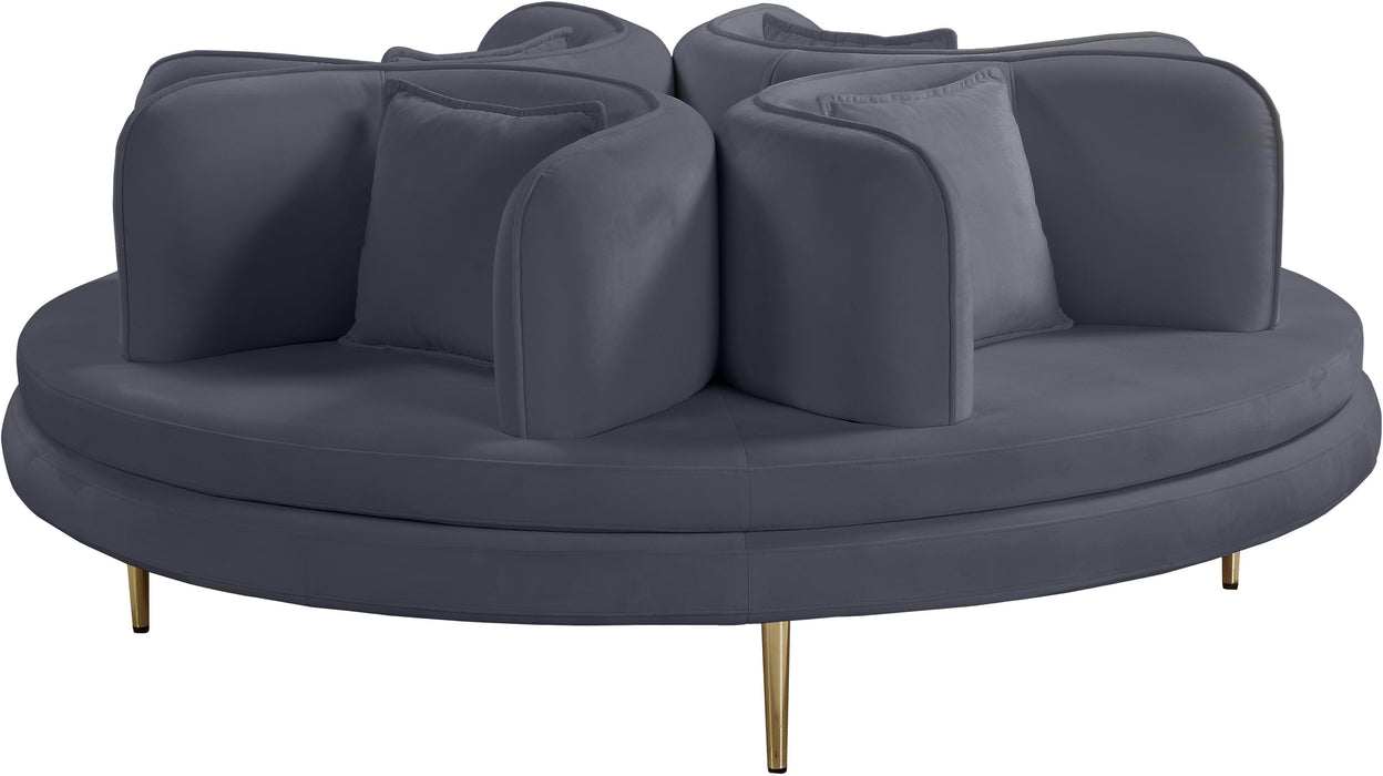 Circlet Grey Velvet Round Sofa Settee - Furniture Stars (Chicago, IL)