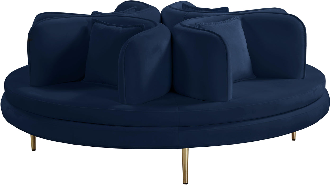 Circlet Navy Velvet Round Sofa Settee - Furniture Stars (Chicago, IL)