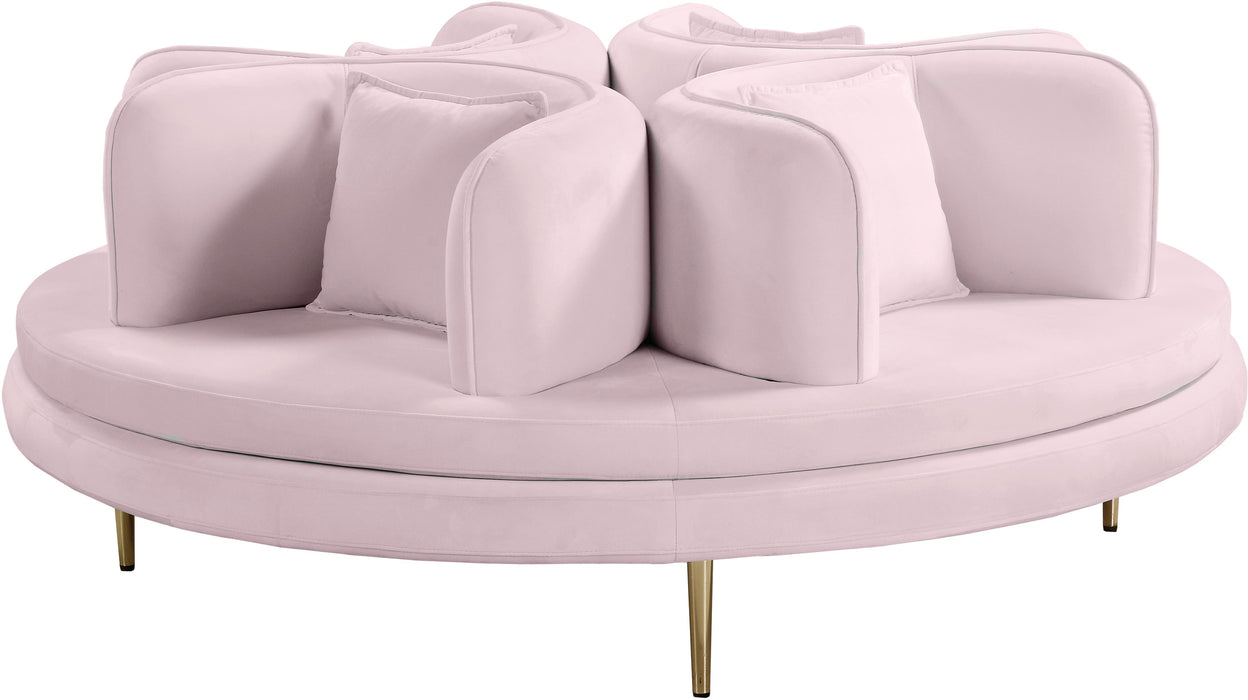 Circlet PInk Velvet Round Sofa Settee - Furniture Stars (Chicago, IL)