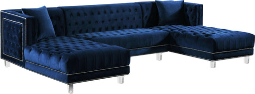 Moda Navy Velvet 3pc. Sectional - Furniture Stars (Chicago, IL)