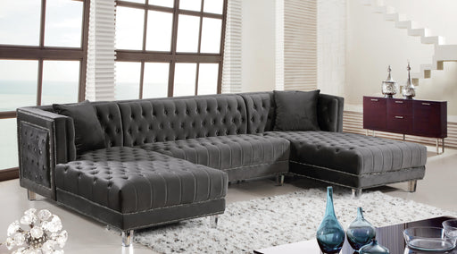 Moda Grey Velvet 3pc. Sectional - Furniture Stars (Chicago, IL)