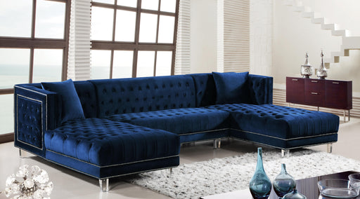 Moda Navy Velvet 3pc. Sectional - Furniture Stars (Chicago, IL)