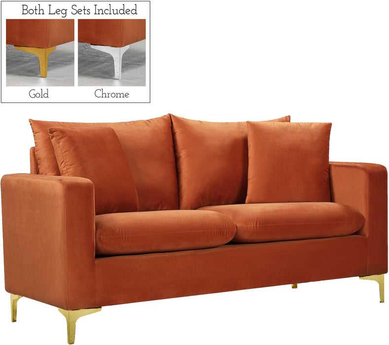 Naomi Cognac Velvet Loveseat - Furniture Stars (Chicago, IL)