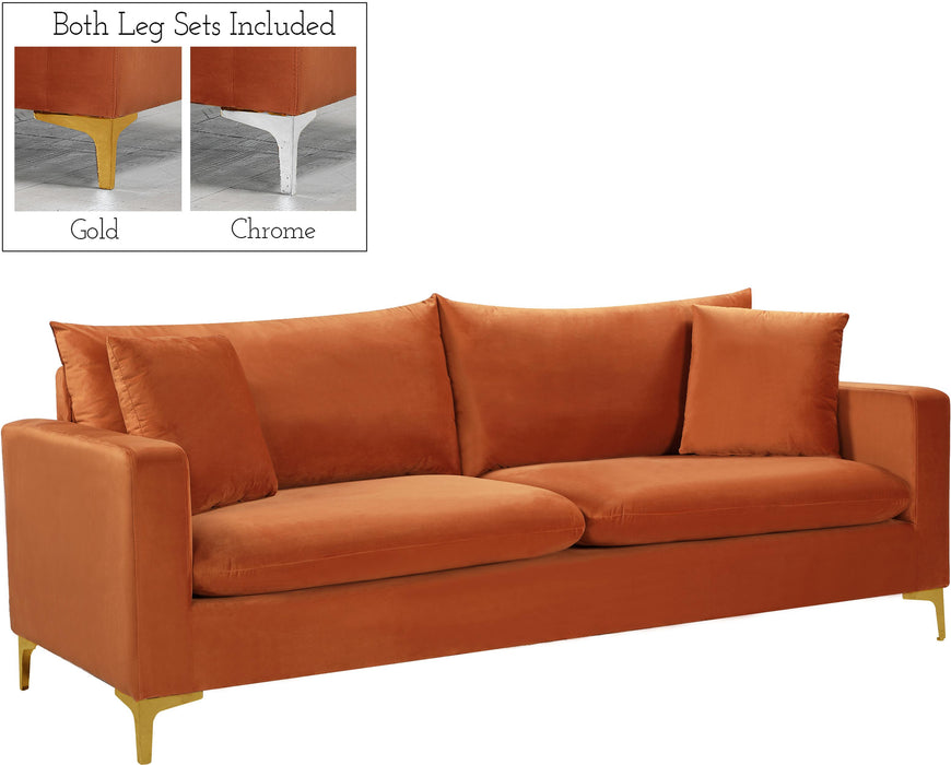 Naomi Cognac Velvet Sofa - Furniture Stars (Chicago, IL)