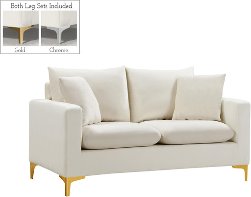 Naomi Cream Velvet Loveseat - Furniture Stars (Chicago, IL)