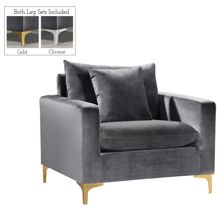 Naomi Grey Velvet Chair - Furniture Stars (Chicago, IL)