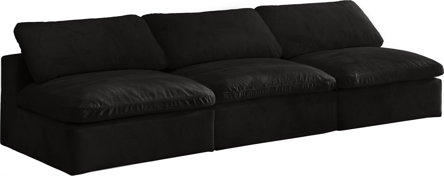 Cozy Black Velvet Cloud Modular Armless Sofa - Furniture Stars (Chicago, IL)