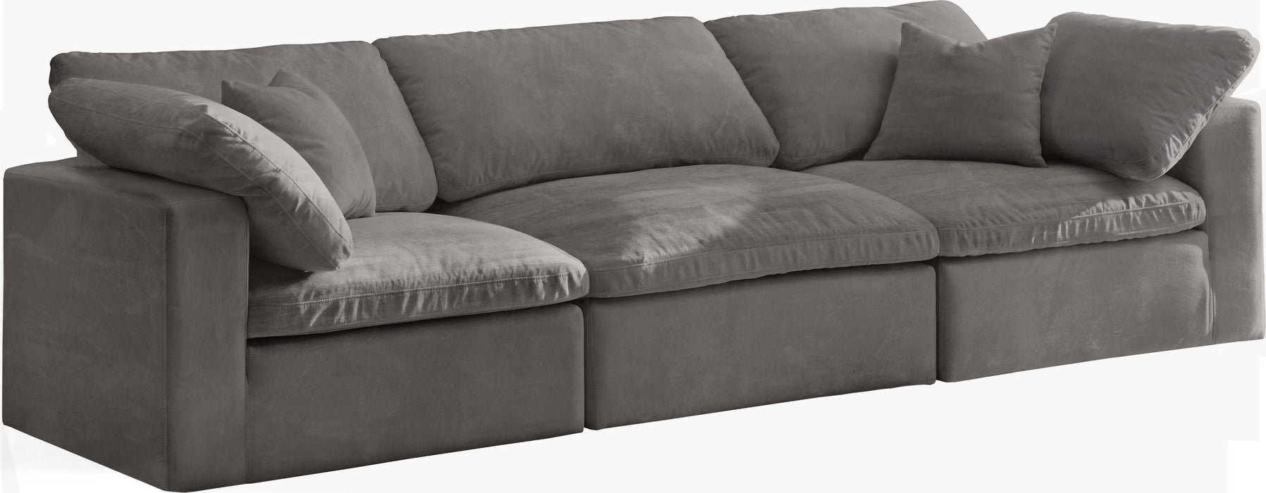 Cozy Grey Velvet Cloud Modular Sofa - Furniture Stars (Chicago, IL)