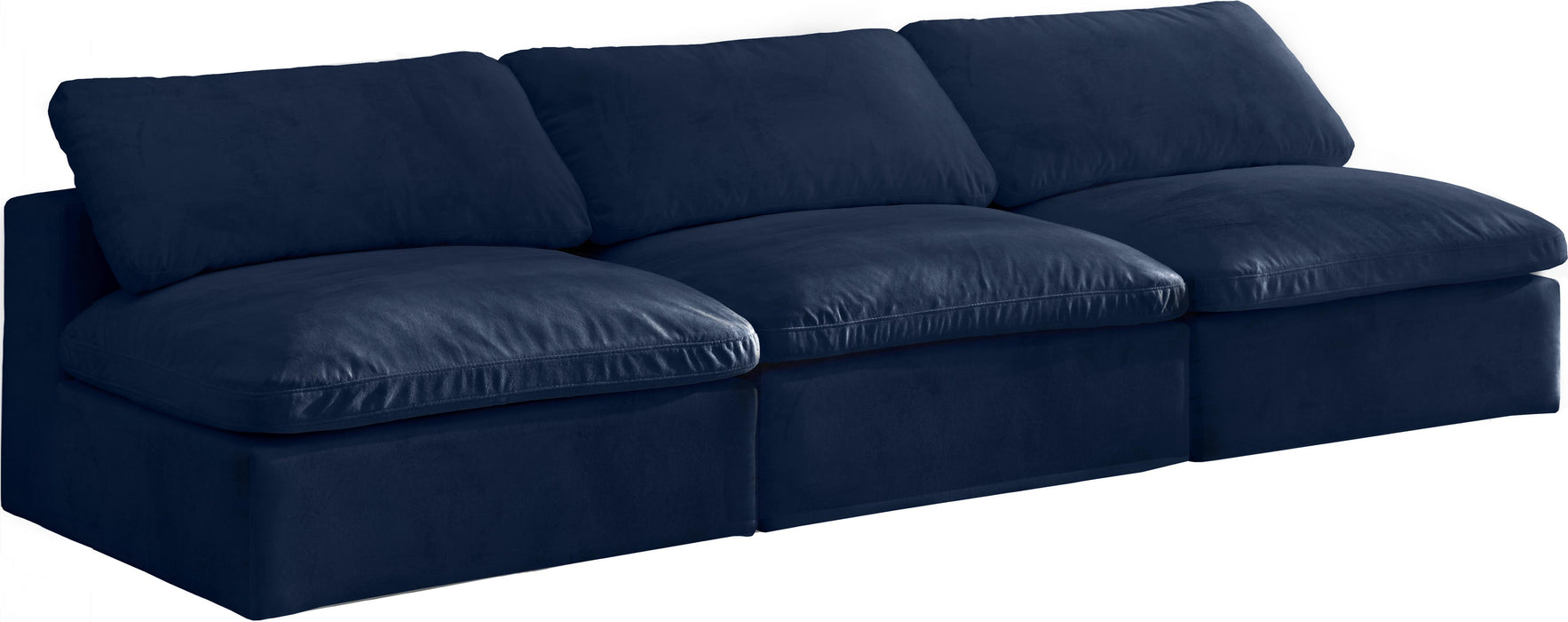 Cozy Navy Velvet Cloud Modular Armless Sofa - Furniture Stars (Chicago, IL)