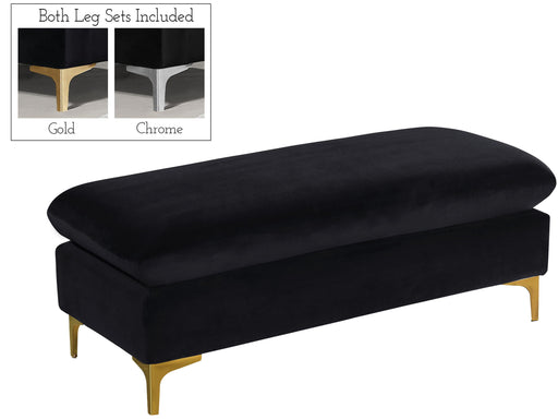 Naomi Black Velvet Ottoman - Furniture Stars (Chicago, IL)