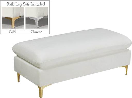 Naomi Cream Velvet Ottoman - Furniture Stars (Chicago, IL)