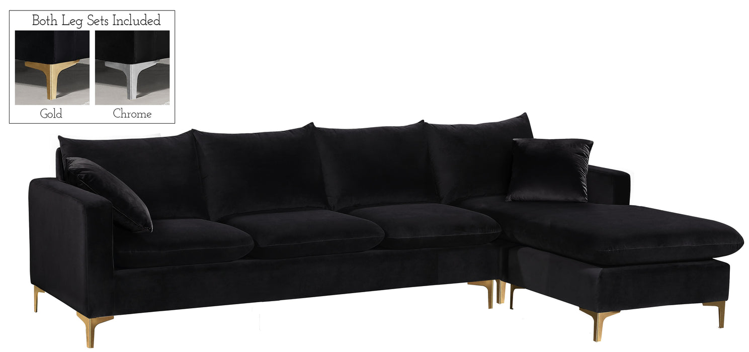 Naomi Black Velvet 2pc. Reversible Sectional - Furniture Stars (Chicago, IL)