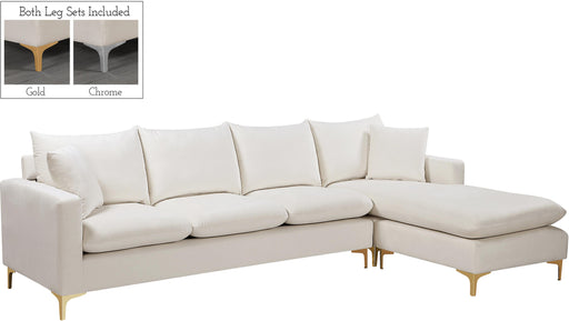 Naomi Cream Velvet 2pc. Reversible Sectional - Furniture Stars (Chicago, IL)