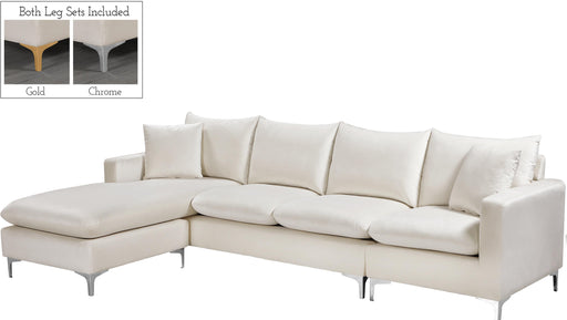 Naomi Cream Velvet 2pc. Reversible Sectional - Furniture Stars (Chicago, IL)