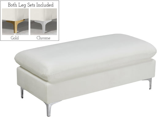 Naomi Cream Velvet Ottoman - Furniture Stars (Chicago, IL)