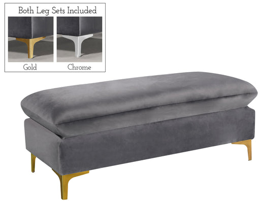Naomi Grey Velvet Ottoman - Furniture Stars (Chicago, IL)