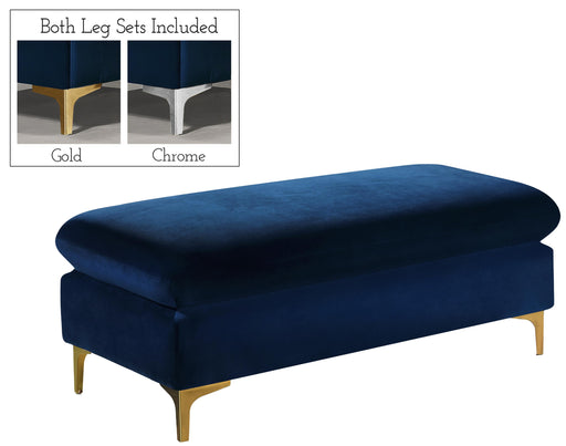 Naomi Navy Velvet Ottoman - Furniture Stars (Chicago, IL)
