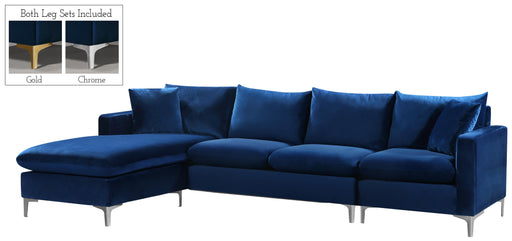 Naomi Navy Velvet 2pc. Reversible Sectional - Furniture Stars (Chicago, IL)