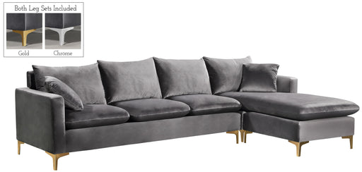 Naomi Grey Velvet 2pc. Reversible Sectional - Furniture Stars (Chicago, IL)