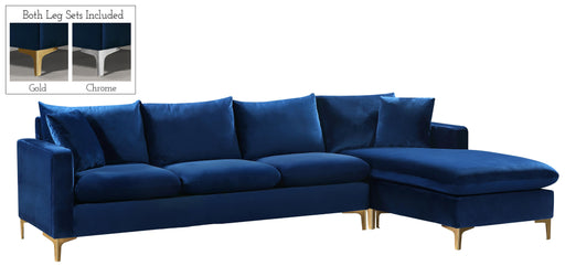 Naomi Navy Velvet 2pc. Reversible Sectional - Furniture Stars (Chicago, IL)