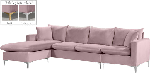 Naomi Pink Velvet 2pc. Reversible Sectional - Furniture Stars (Chicago, IL)