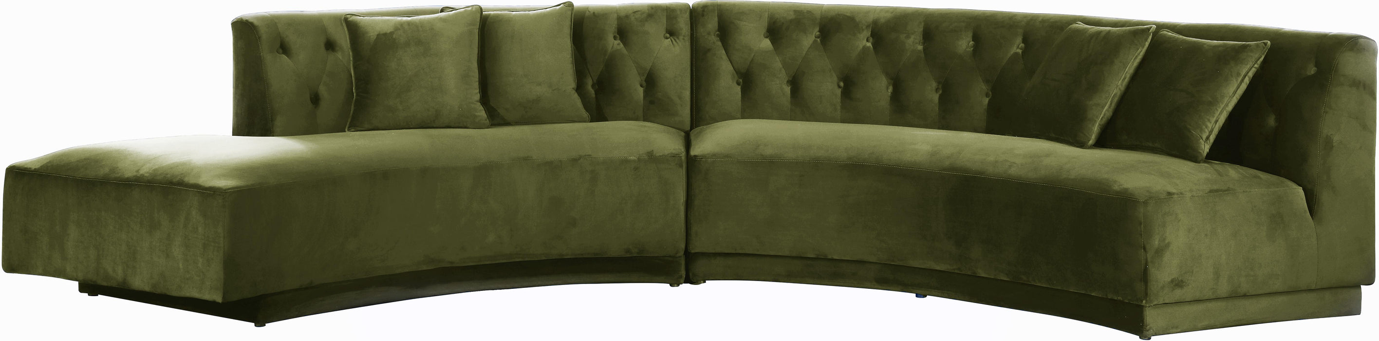 Kenzi Olive Velvet 2pc. Sectional - Furniture Stars (Chicago, IL)