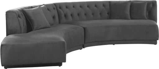 Kenzi Grey Velvet 2pc. Sectional - Furniture Stars (Chicago, IL)