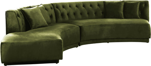Kenzi Olive Velvet 2pc. Sectional - Furniture Stars (Chicago, IL)