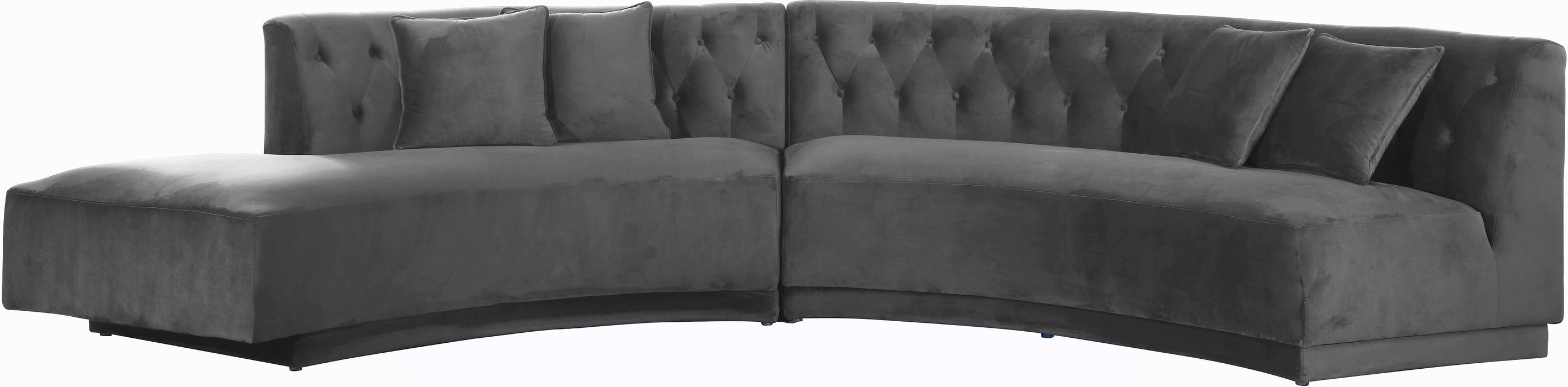 Kenzi Grey Velvet 2pc. Sectional - Furniture Stars (Chicago, IL)