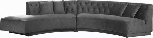 Kenzi Grey Velvet 2pc. Sectional - Furniture Stars (Chicago, IL)