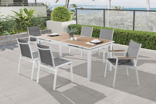 Nizuc Grey Mesh Waterproof Fabric Outdoor Patio Aluminum Mesh Dining Arm Chair - Furniture Stars (Chicago, IL)